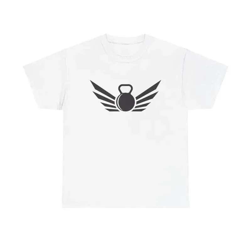 Fly High Fitness T Shirt gym workout motivation strength kettlebell wings art