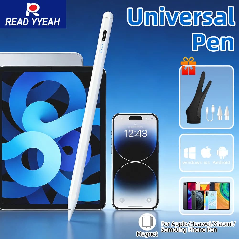 Nuova Penna Stilo Universale 2025 con Guanti per Tablet e Telefoni Xiaomi Huawei Samsung, Penna Magnetica per Android Senza Bluetooth