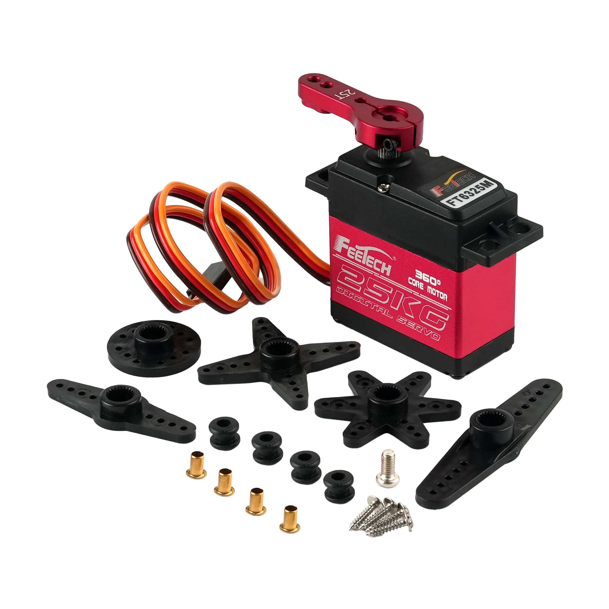 Feetech FT6325M 25KG Servo digitale 0.15sec Motore con nucleo in metallo da 360 gradi Servoster con ingranaggi in acciaio magnetico per auto RC Aereo Quadcopter