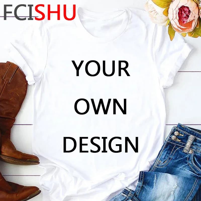 Personalizza la tua foto o il logo Il tuo NUOVO design T-shirt da uomo T-shirt bianca rosa unisex T-shirt casual a maniche corte Top Tees Uomo