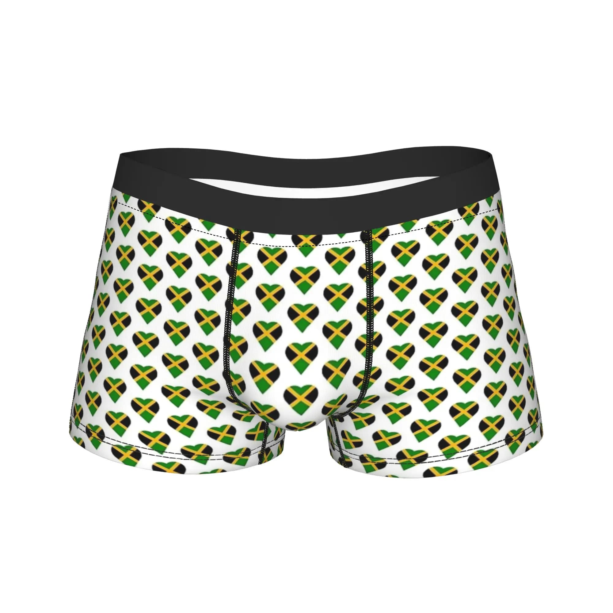 Heart Jamaica Flag of Jamaican Underwear Breathable Underpants Print Shorts Briefs For Male Pouch Large Size Boxershorts