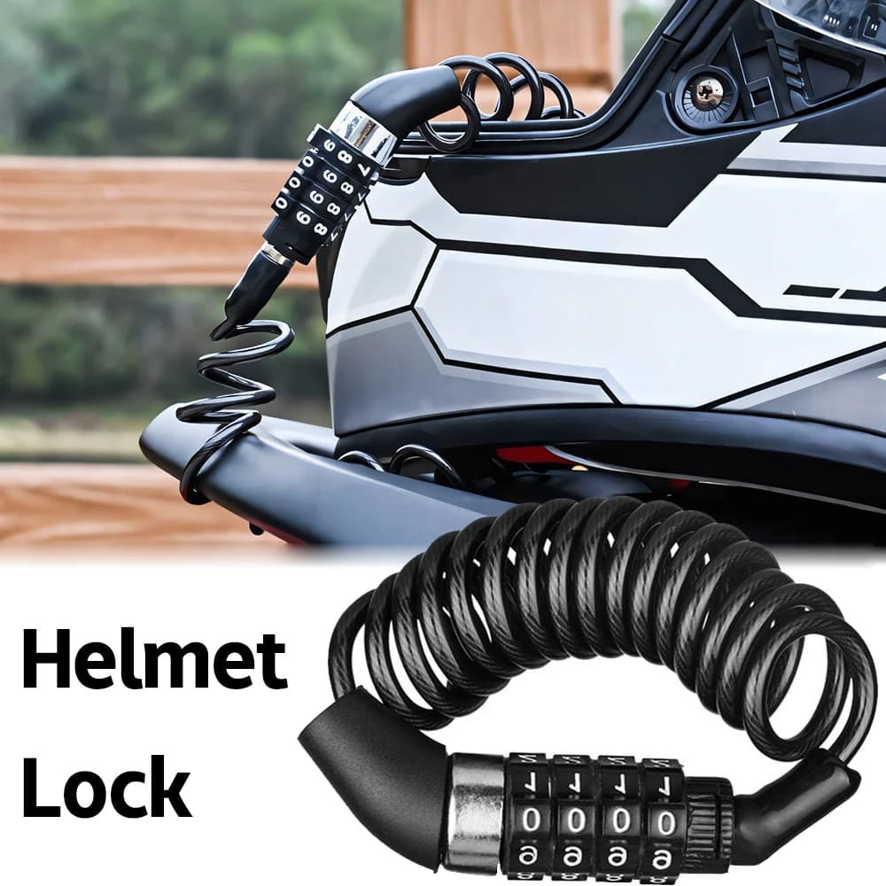 Per moto bicicletta catena antifurto combinazione password a 4 cifre lucchetto per casco lucchetto cavo portatile di sicurezza fune metallica durevole