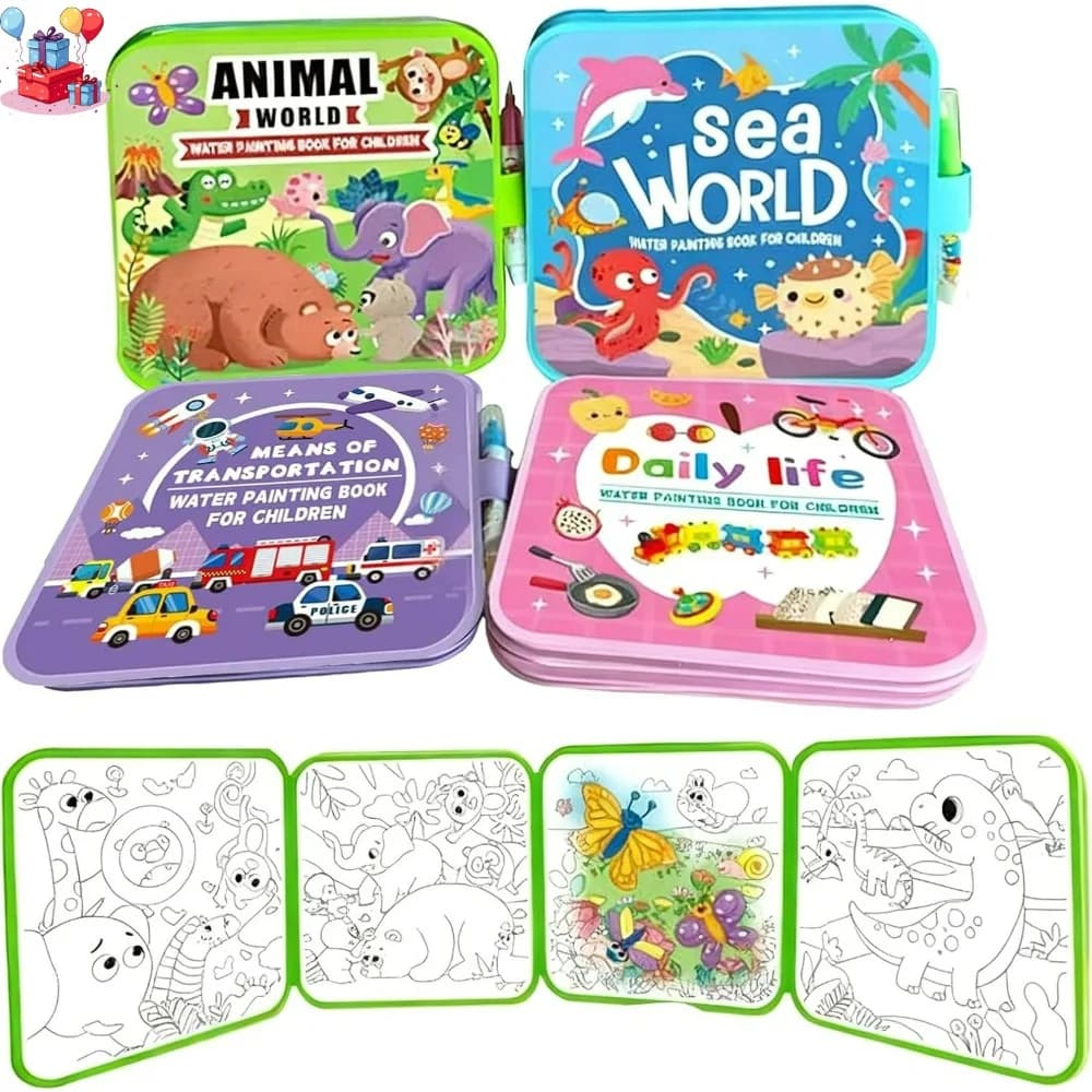 4 Style Water Painting Books Reusable Learning Drawing Toys With Magics Pen Creative Colouring Book Children Educational Toys