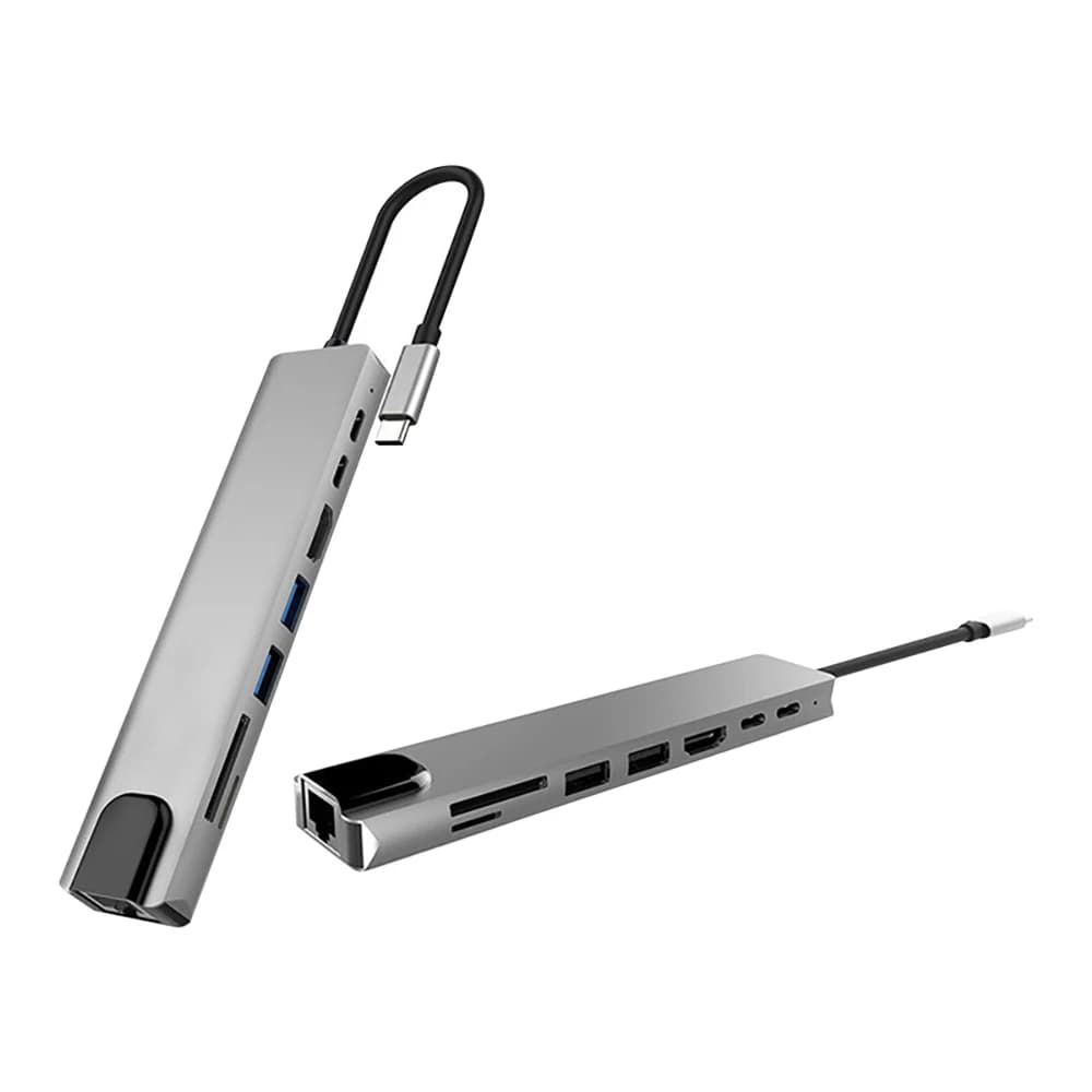 USB C 8 in1 HUB Tipo C Splitter 4K Thunderbolt 3 Docking Station Adattatore per laptop per MacBook Air M1 iPad Pro RJ45 Compatibile con HDMI