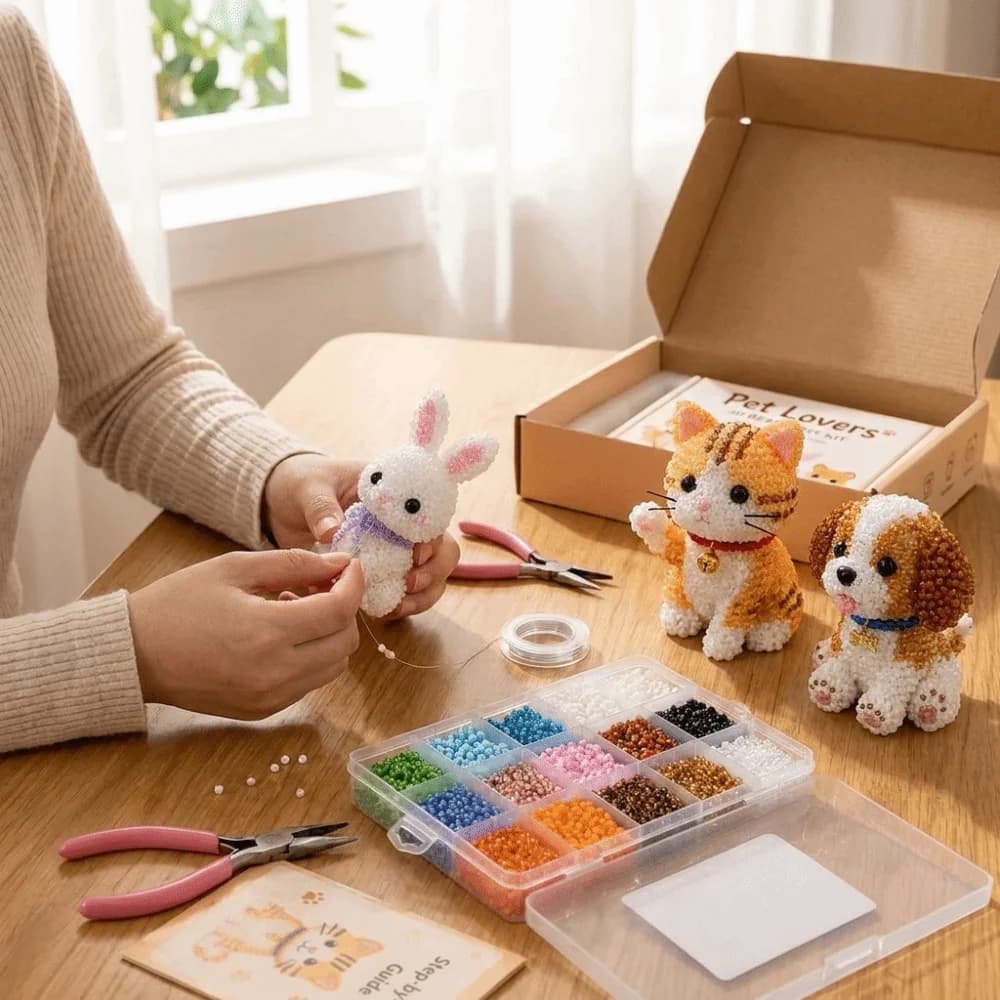 Handmade DIY Animal Bead Embroidery Kit Tiny Mini Beadwork Art Craft Set Colorful Educational Animal Crafting Set For Beginners