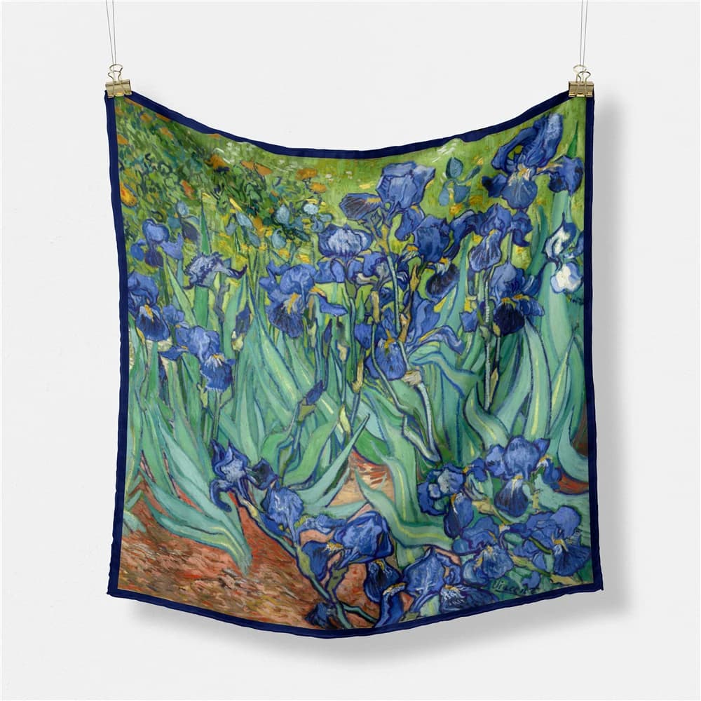 Famous Oil Painting Fashion Women Scarf Wraps Twill 100% Silk Scarf Square Scarves Head Scarf Hijab Neckerchief Bandan 53CM