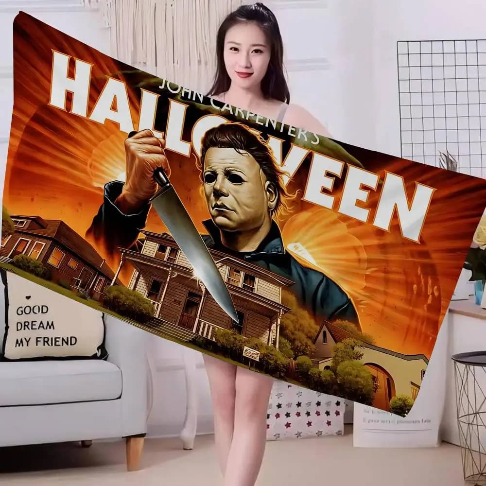 Horror Movie H-Halloween Anime Beach Swimming Towel Soft Absorbent Washcloth Children's Gifts for Kids Travel Camping Gym