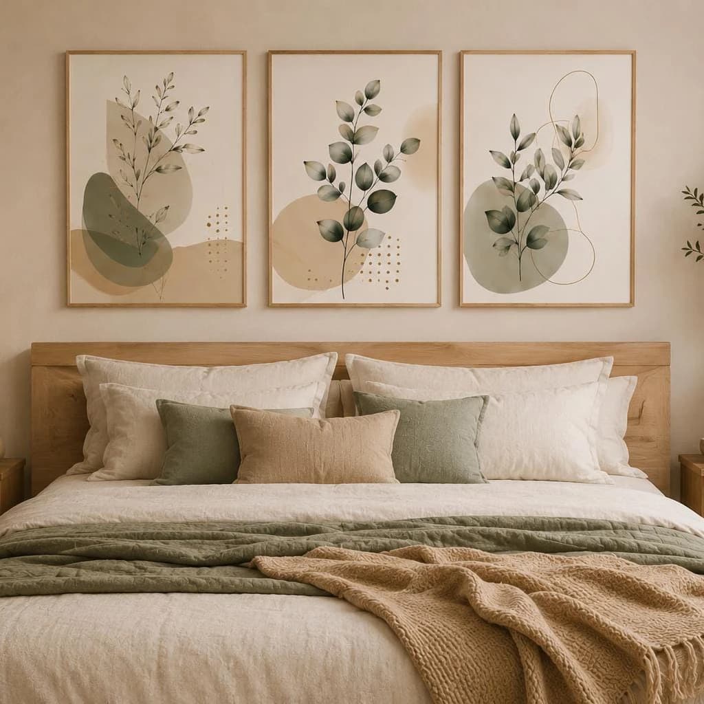 3pcs/Set Modern Boho Botanical Wall Art Posters Warm Natural Tones Canvas Posters for Living Room and Bedroom Decorations Gifts