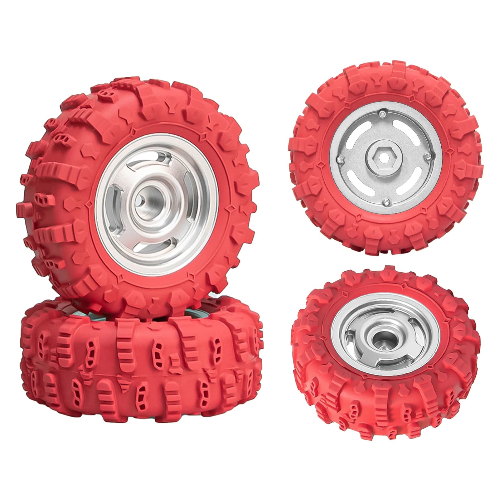 Set di Ruote OKHL RC Car Migliorate da 1,45 Pollici con Pneumatici Beadlock in Metallo da 1,3 Pollici per Auto RC Crawler 1/18 1/24 Ricambi TRX4M SCX24 AX24 FCX24