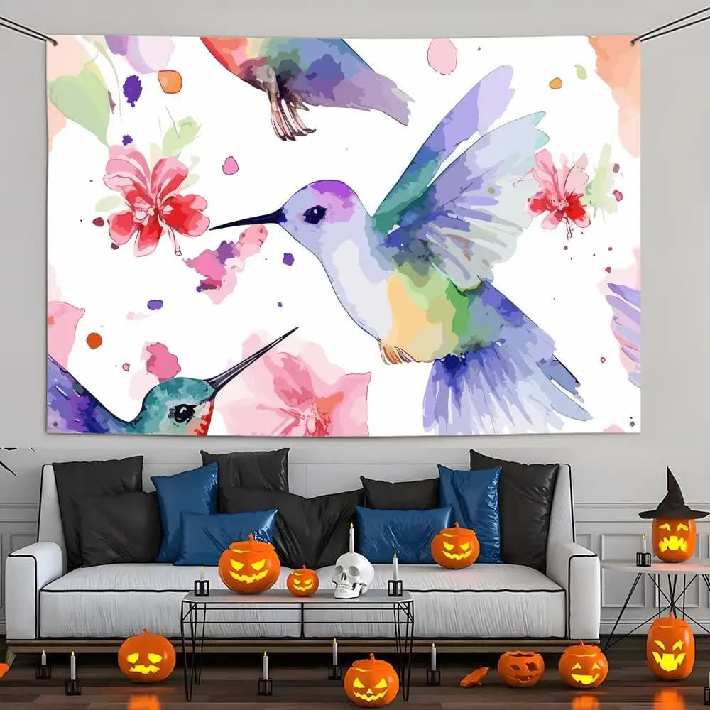 Hummingbird Spring Flowers Flags Wall Hanging Tapestry Outdoor Decorative flag Background Blanket