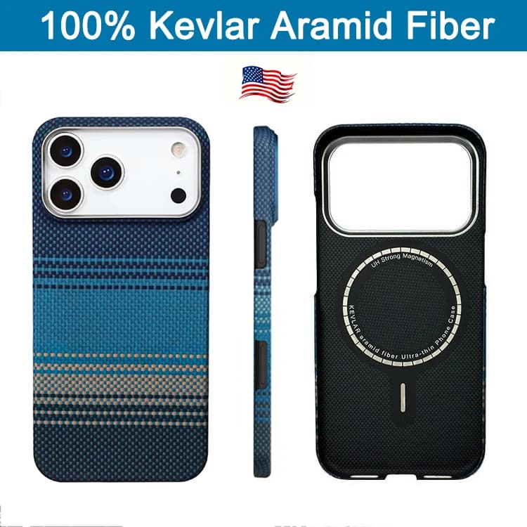 Custodia in vera fibra aramidica Kevlar per iPhone 17 Pro Max Custodia in fibra di carbonio 1500D 600D Magsafe Custodie ultra sottili per Iphone 17 Pro Max
