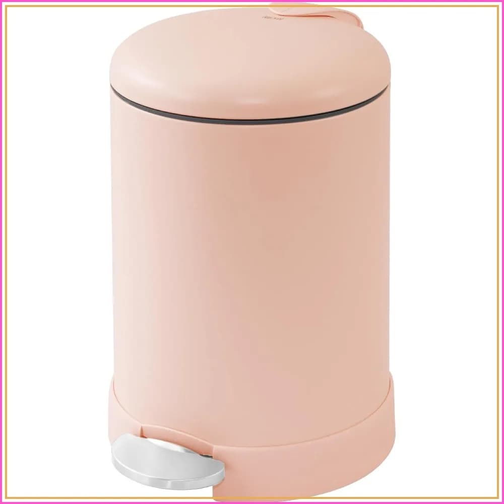 1.2 Gallon Small Trash Can with Soft Close Lid and Step Pedal - Stainless Steel Waste Basket for Bathroom, Office, and Kitchen