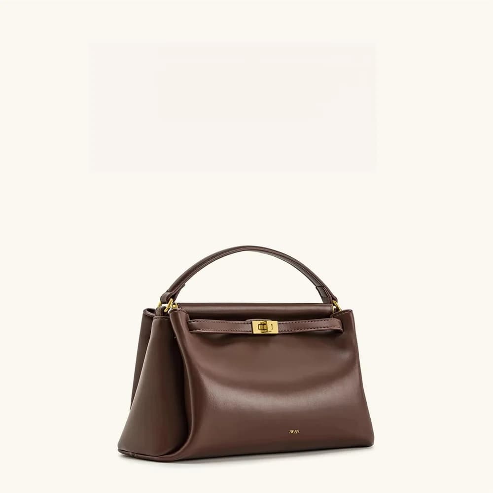 JW PEI Carmen Lock Handbag 2026 New Women's Crossbody Small Square Turnlock Closure Purse Minimalist Vegan Leather Shoulder Bag