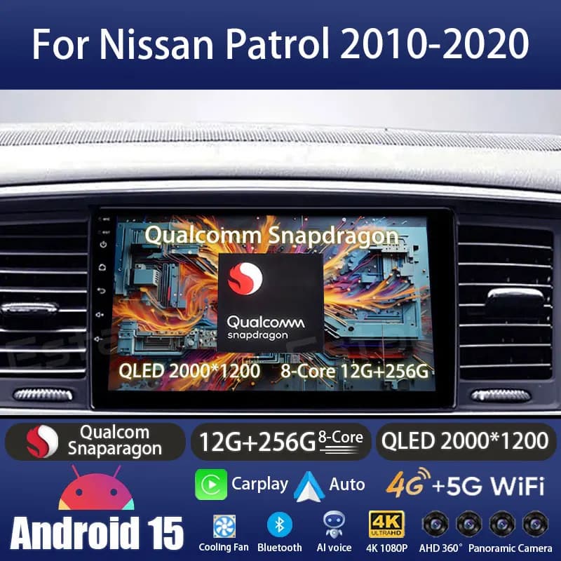 Android 15 Car Radio For Nissan Patrol Y62 2010 - 2020 GPS Multimedia Player Navi Head Unit Stereo Wireless Carplay QLED Video
