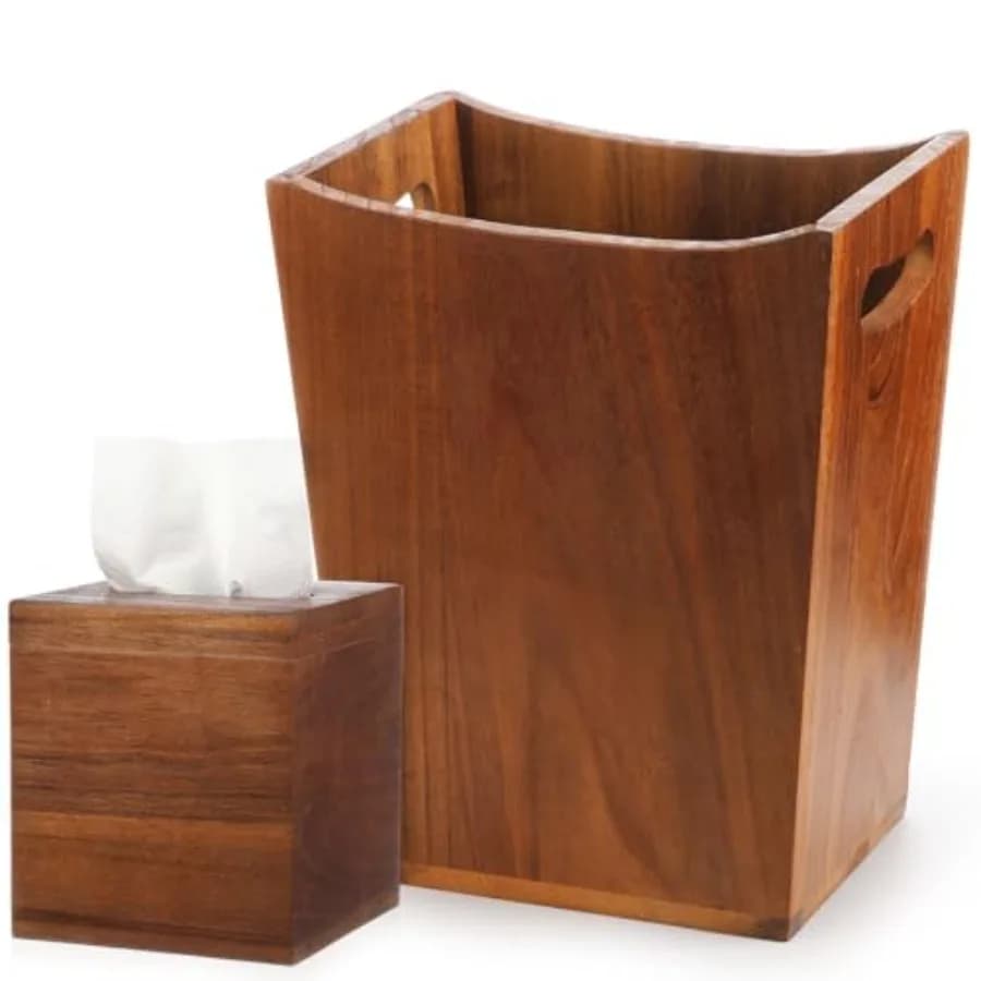 Set di 2 Cestini per Rifiuti e Porta Fazzoletti, Cestino Rettangolare per Bagno, Soggiorno, Ufficio e Cucina
