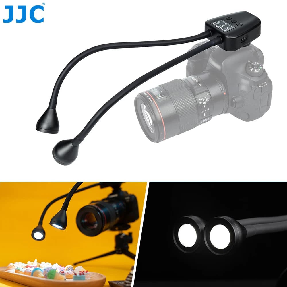 Luce LED Macro JJC con Braccio Regolabile a 10 Livelli, Lampada per Fotografia con Batteria Integrata da 600mAh, Accessori per Fotografia