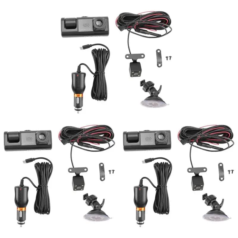 Exquisite 3X 3 Camera Lens Car DVR 3-Channel Dash Cam HD 1080P Front And Rear Inside Dashcam Video Recorder Night Vision