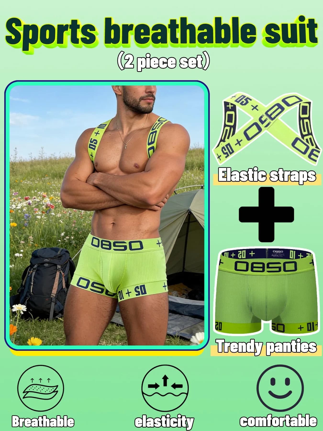 Combined brief set - Straight men's fitness and sports pants - Slimming and Reinforcing Glutes - Fashionable Intimo