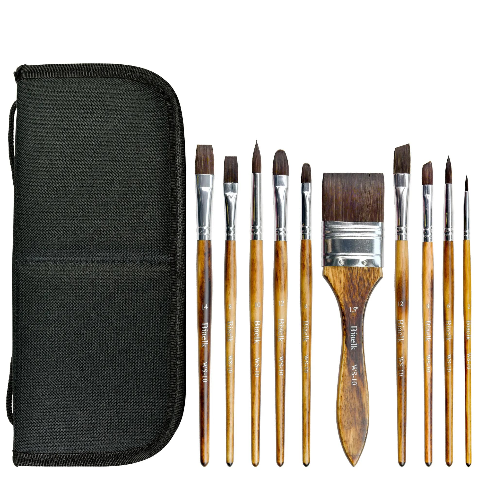 Biaelk 10PC/Set WS-10 Taklon Hair Wooden Handle Watercolor Acrylic Art Supplies For Artist Paint Brushes
