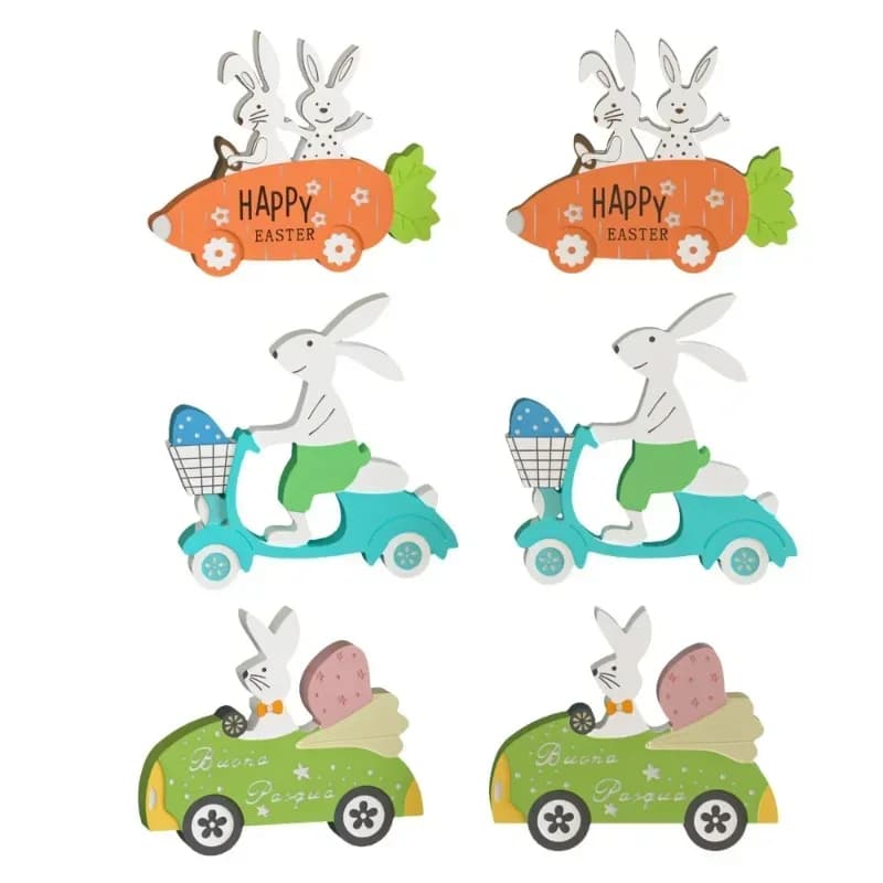 2026 New model DIY Easter Cute Bunny Driving Car Silicone Mold, Craft Candle Ornament Plaster Cement Epoxy Resin Home Decoration