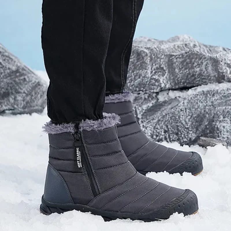 Nuovi Eleganti Stivali da Neve con Cerniera Piatta, Comodi e Casual, Caldi e Resistenti al Freddo, Stivaletti alla Moda per Uomo
