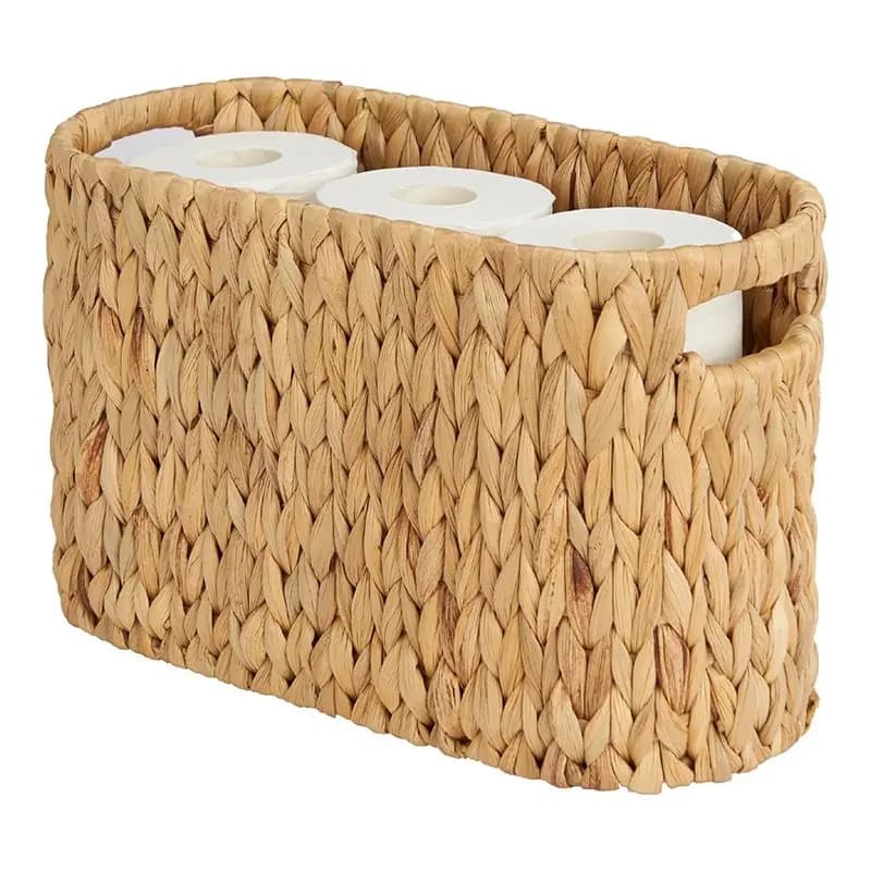 A96K-Supporto per cestello portaoggetti per carta igienica da 6 rotoli con manici incorporati-Design in vimini jacinto d'acqua