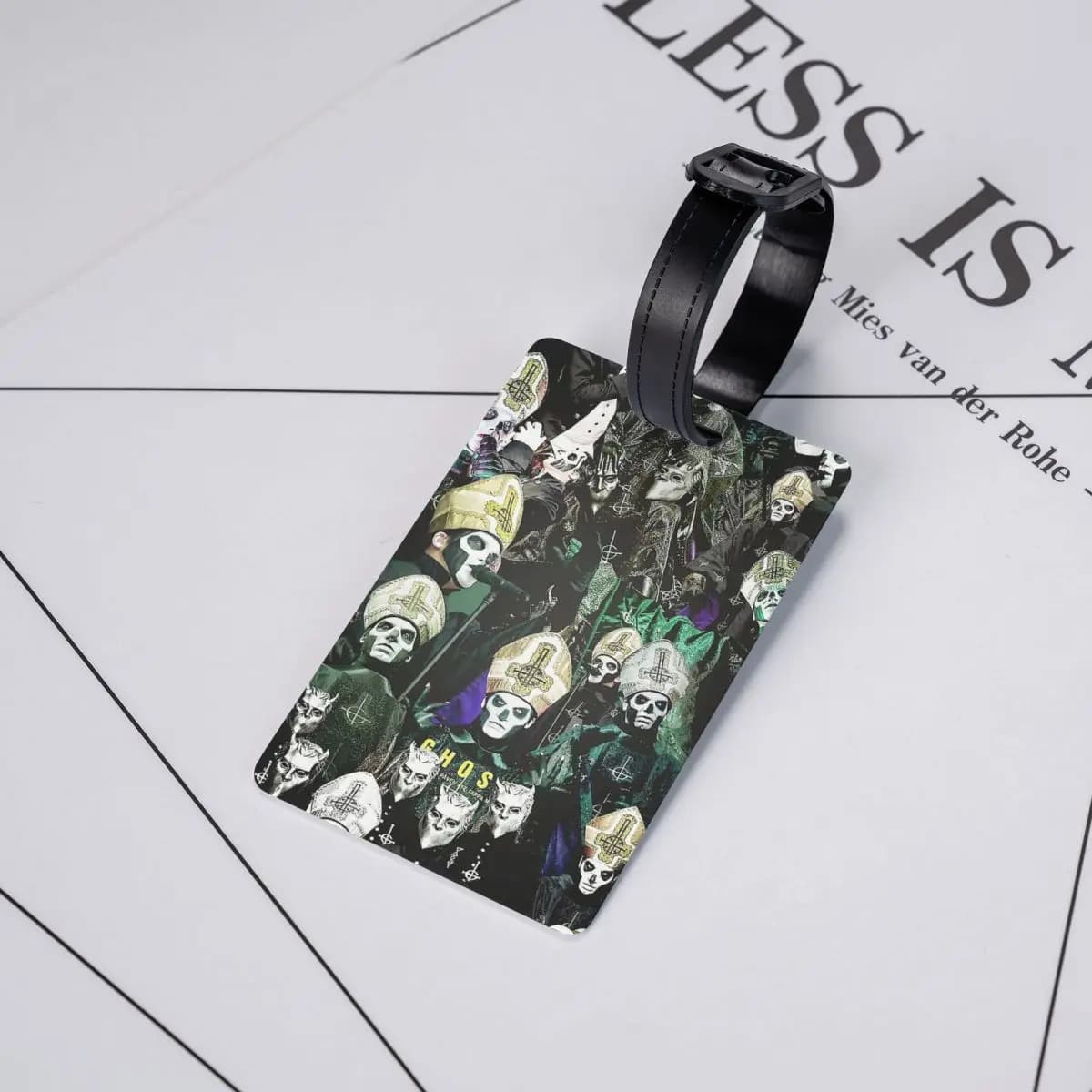 Ghost B.C. Etichette per Bagagli con Fascia, Accessori per Valigie, Tag per Bagaglio da Viaggio, Porta Etichetta con Nome e Indirizzo
