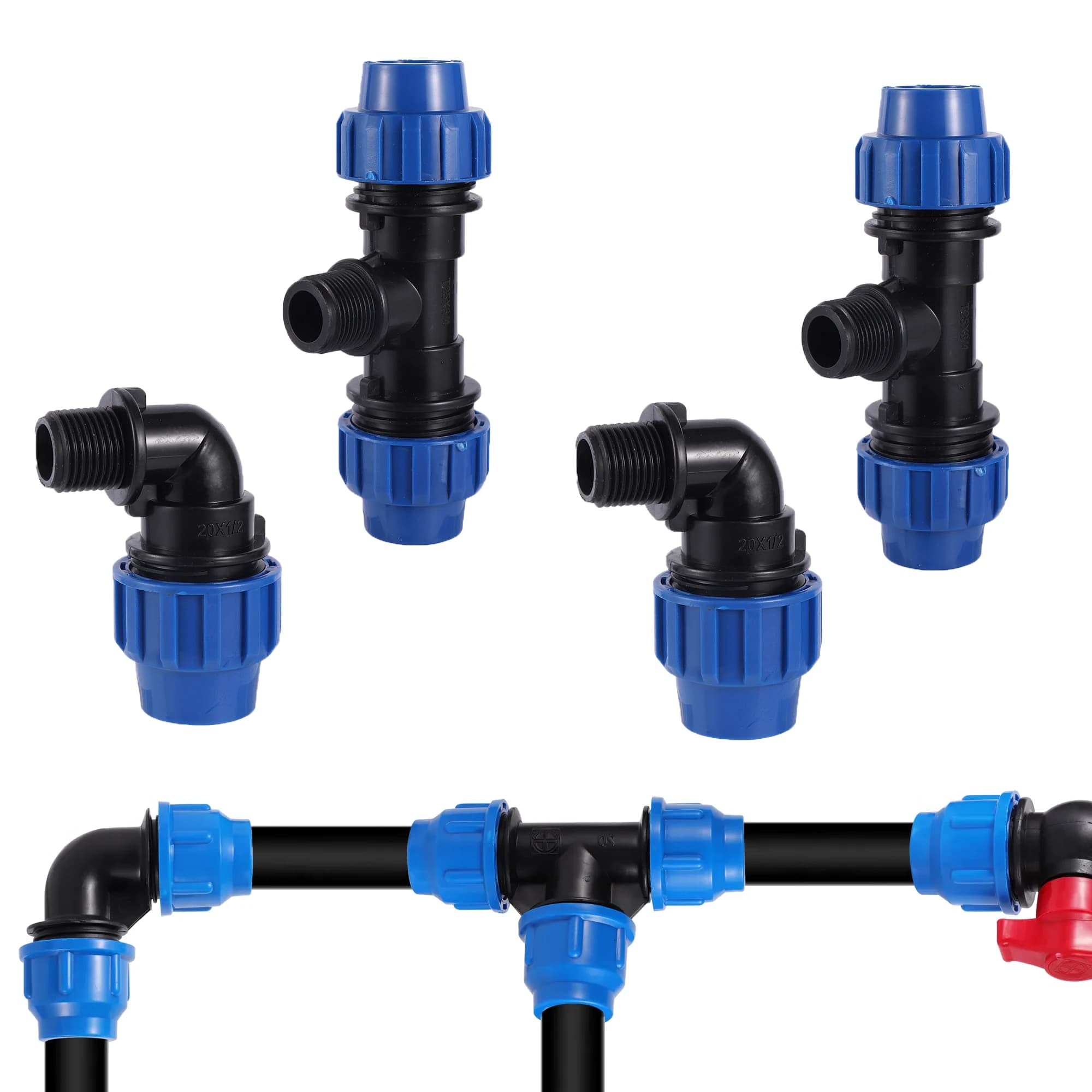 20/25/32mm Blocking Joint Pe Fittings For Garden Pipes Agriculture Fittings For Drop Irrigation Water Pipe Connector