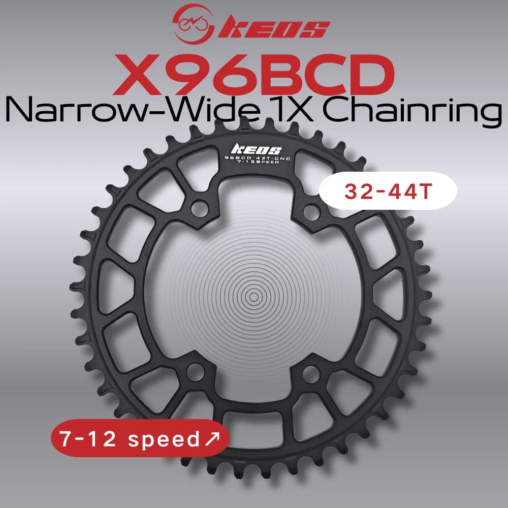 KEOS bicycle narrow-wide round chainring X96BCD 4-hole 32/34/36/38/40/42/44T single chainring,suitable for M8000/M9000 cranksets