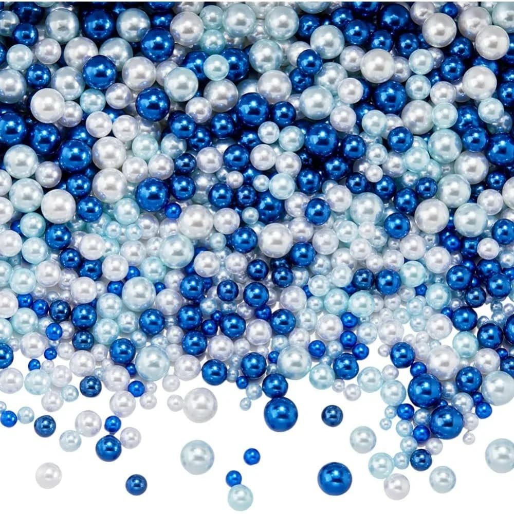 1500 ~ 2000 pezzi perline di riempimento blu perle di plastica senza foro sfera rotonda bianca piccoli riempitivi per candele per trucco perline galleggianti estive