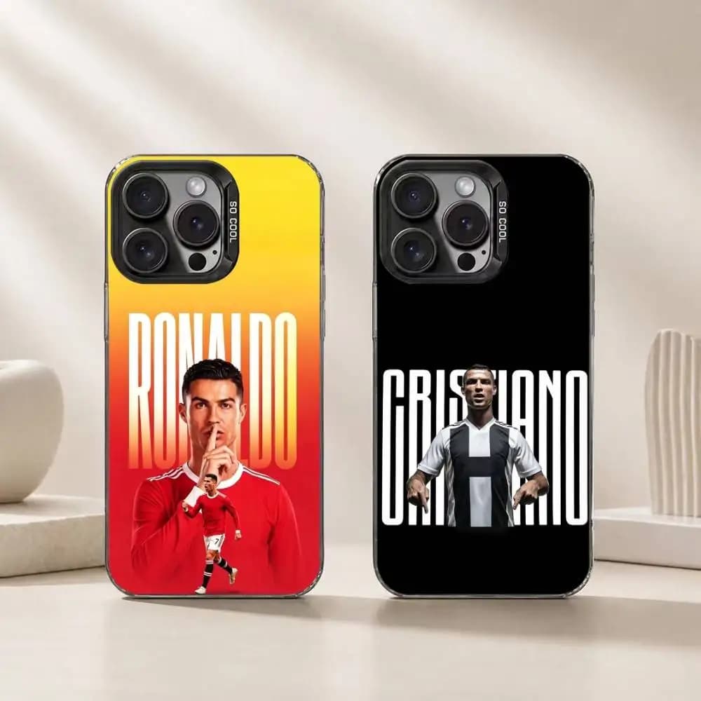Football star Cristiano Ronaldo 7 Phone Case For iPhone 17,16,15,14,13,12,11 Plus,Pro Max,XS,Colored Silver Plated Inside Cover