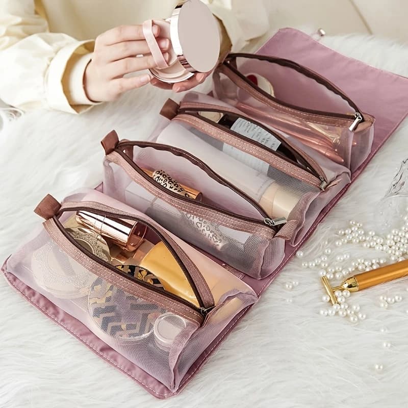 Borsa per il trucco da donna, Scatola portaoggetti da viaggio, Scatola portaoggetti in rete, Pennello per il trucco, Porta rossetti, Borsa porta strumenti di bellezza