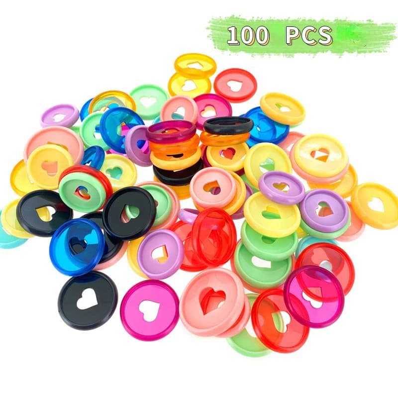 100 pz 32mm anello disco foro fungo anello a fogli mobili Notebook Album Data Book plastica trasparente cuore Macaron disco colorato
