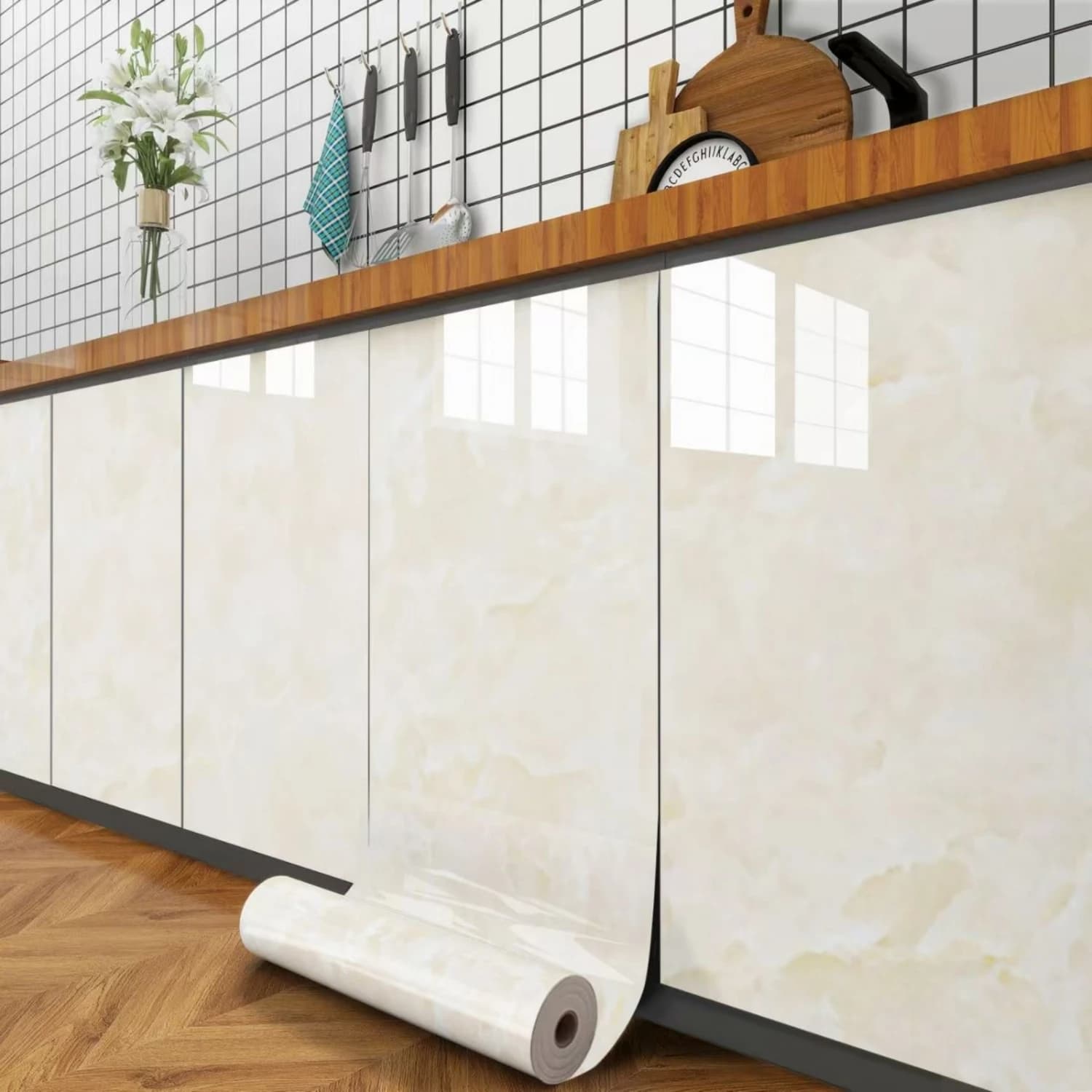 Vinile in marmo fai da te impermeabile a prova di olio resistente al calore carta da parati autoadesiva bagno cucina carta da contatto per la decorazione dei mobili
