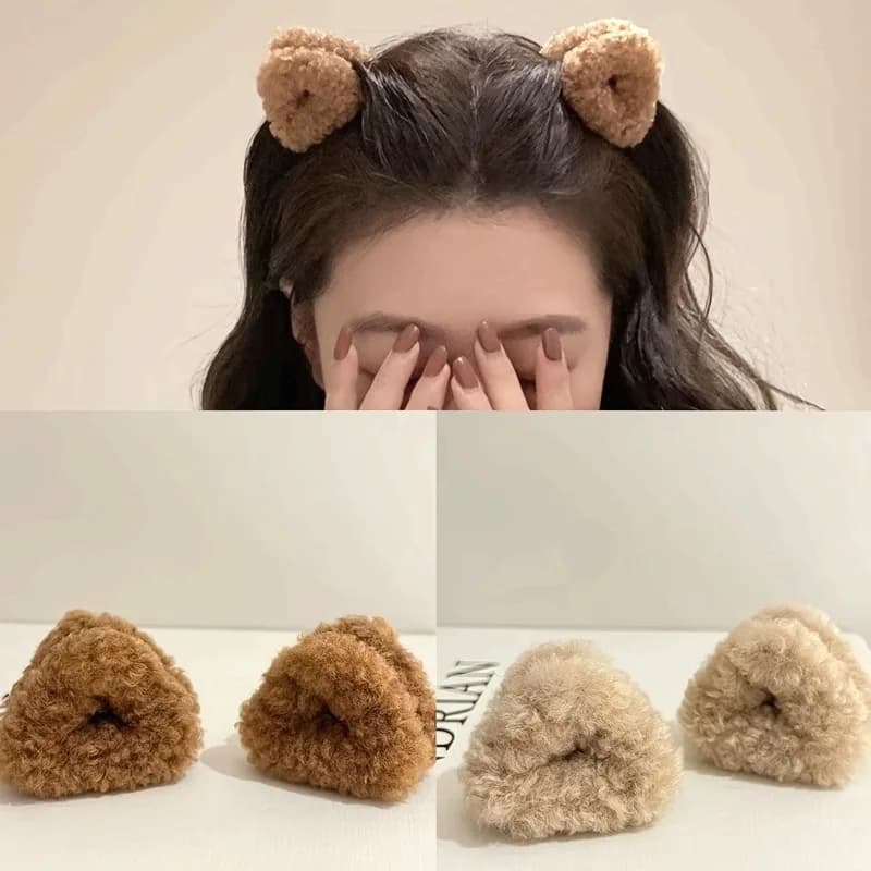 2 fermagli per capelli a forma di orsetto in peluche, morbidi e leggeri, ispirati agli animali, per donne e ragazze, accessori per capelli carini