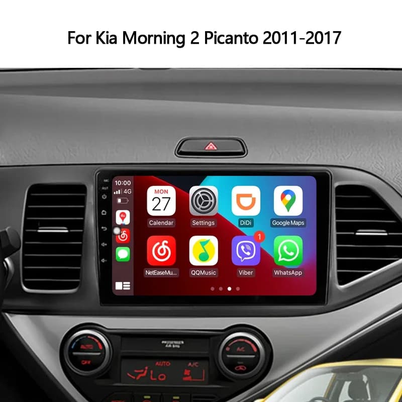 9 Inch Android Auto Car Stereo for Kia Morning 2/Picanto 2011-2017 | Apple CarPlay | GPS Navigation Head Unit | Plug & Play | 4G