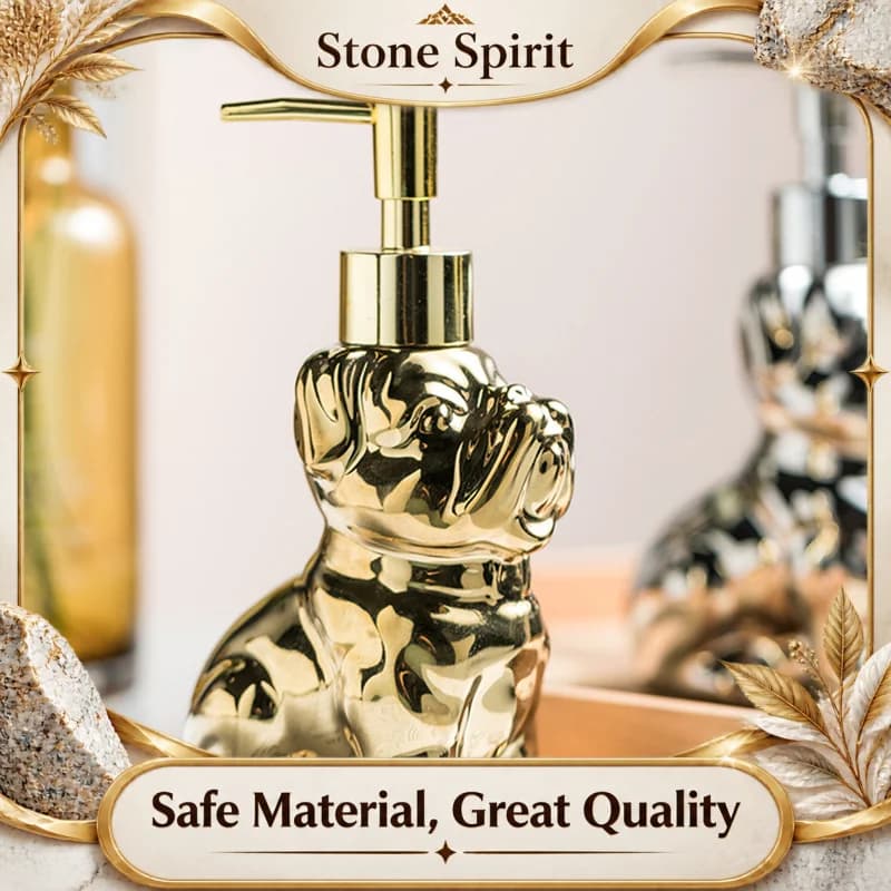 Bathroom Supplies, Gold-plated Dog Ceramic Soap Dispenser, Portable Shampoo Bottle, Household Hotel Lotion Independent Bottle