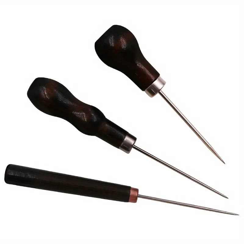 1/3PCS Sewing Awl with Wooden Handle, Scratch Stitching Pin, Punch for Sewing Shoes Repair Tool, Hand Stitcher, Leather Craft