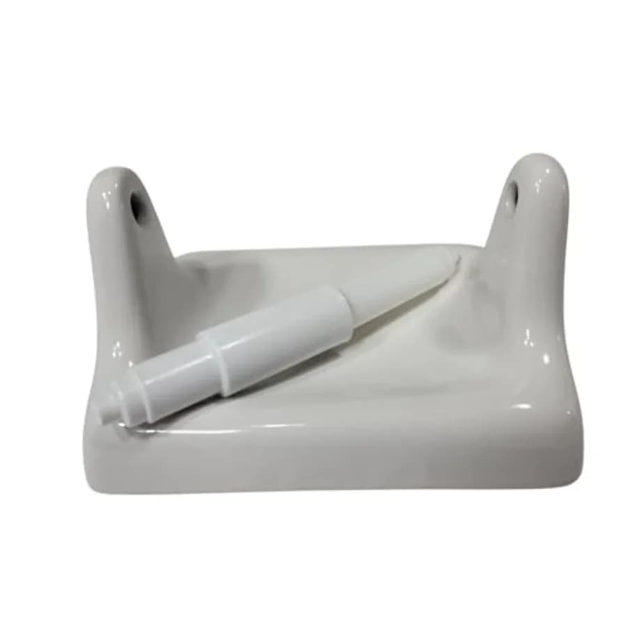 Snow White Ceramic TP Toilet Paper Holder Wall Mount Thinset Installation Vintage Mid Century Modern Retro, BA1020T