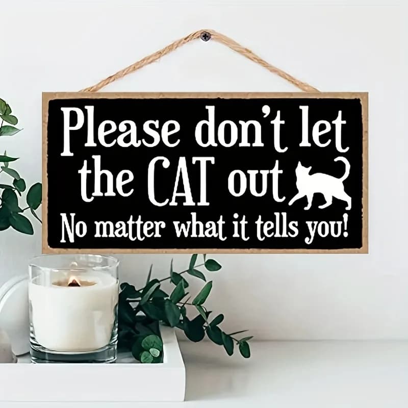 1 decorazione per gatti, per favore non lasciare uscire al gatto, con interessanti cartelli, arte da parete, articoli e ciondoli per decorazioni per animali domestici