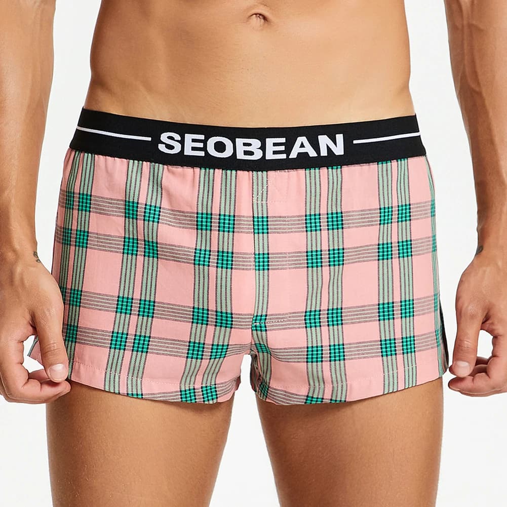 Slip boxer da uomo sexy a vita bassa con stampa a rete morbida, mutande maschili con sacchetto a sbalzo