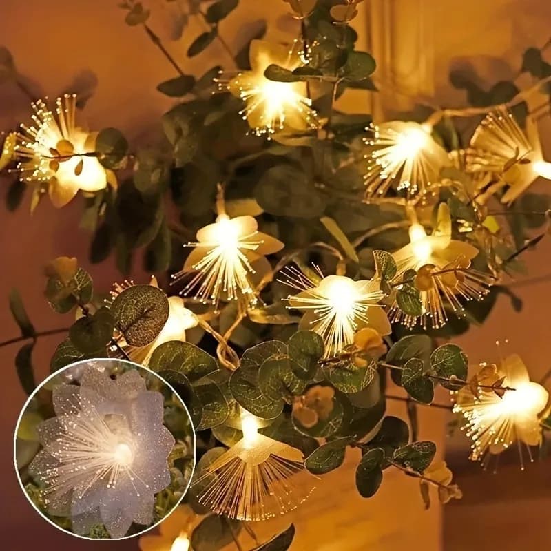 2/3M LED Fibra Ottica Fata Luce A Batteria Ghirlanda Decorazione Di Natale Festa di Capodanno Decor Fiori Artificiali Festone