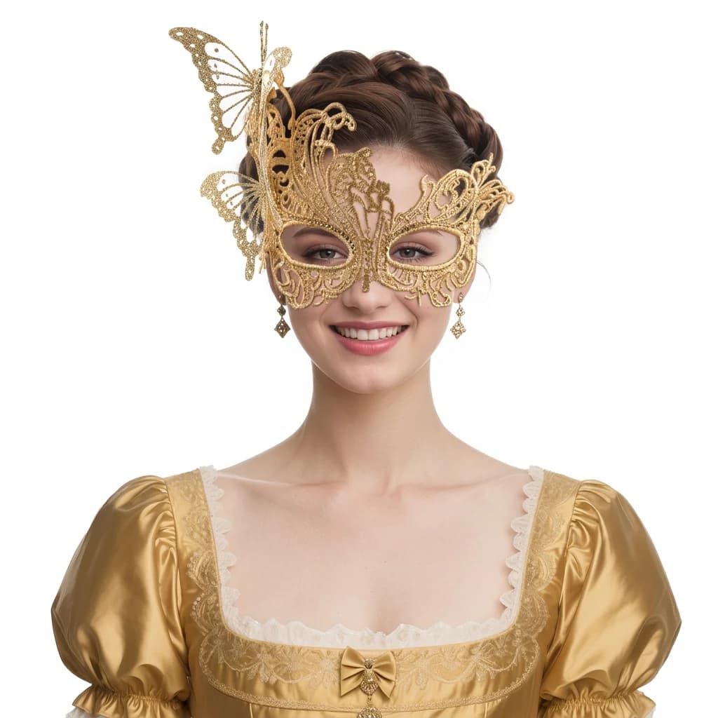 Maschera in Pizzo per Halloween, Maschera a Farfalla con Strass, Mezza Maschera per Occhi, Accessorio per Costume da Principessa Veneziana, Decorazione per Feste