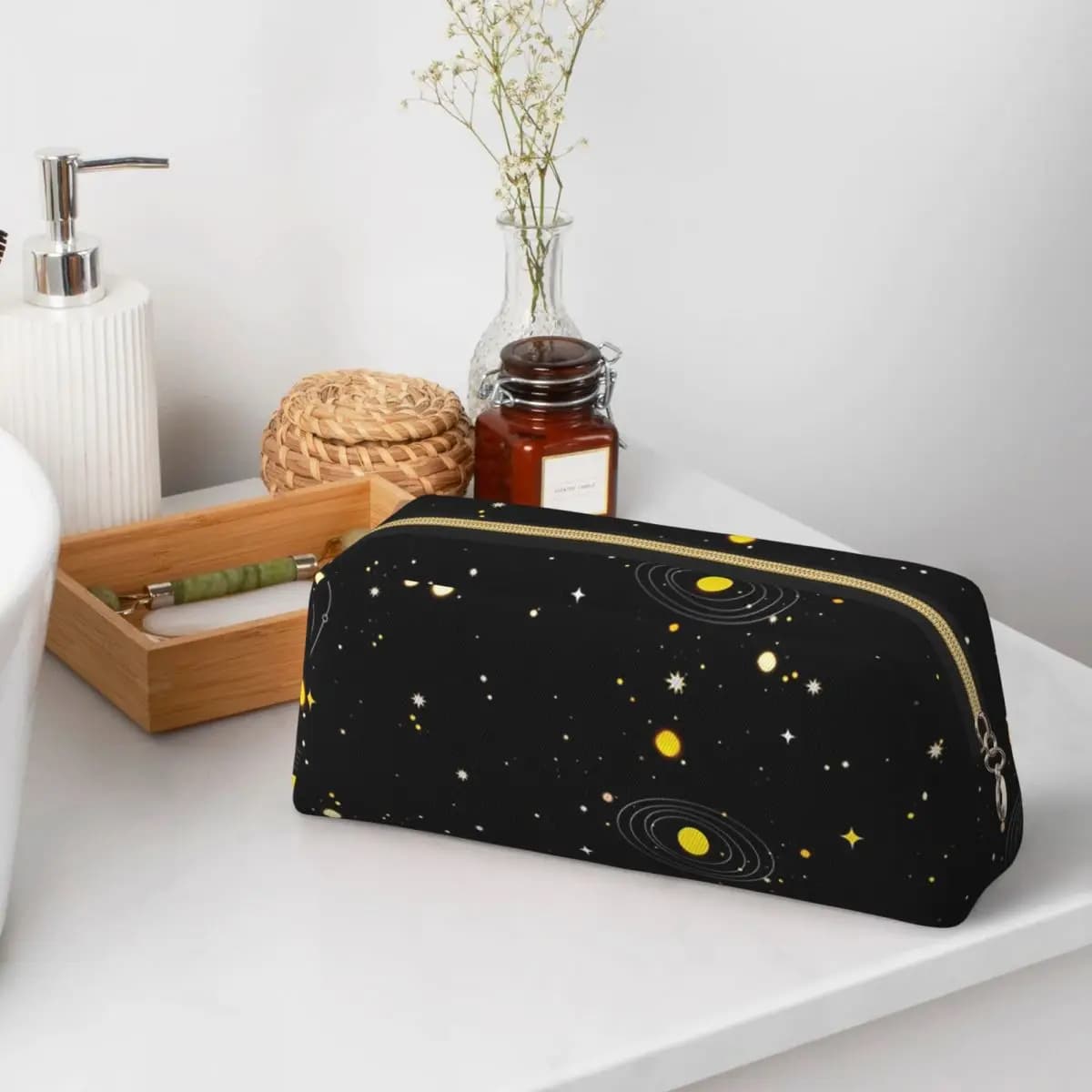 Astuccio per matite Starry Sky Space Galaxy Sun Moon per studenti, astuccio per penne da scuola, astuccio per matite di grande capacità, porta penne