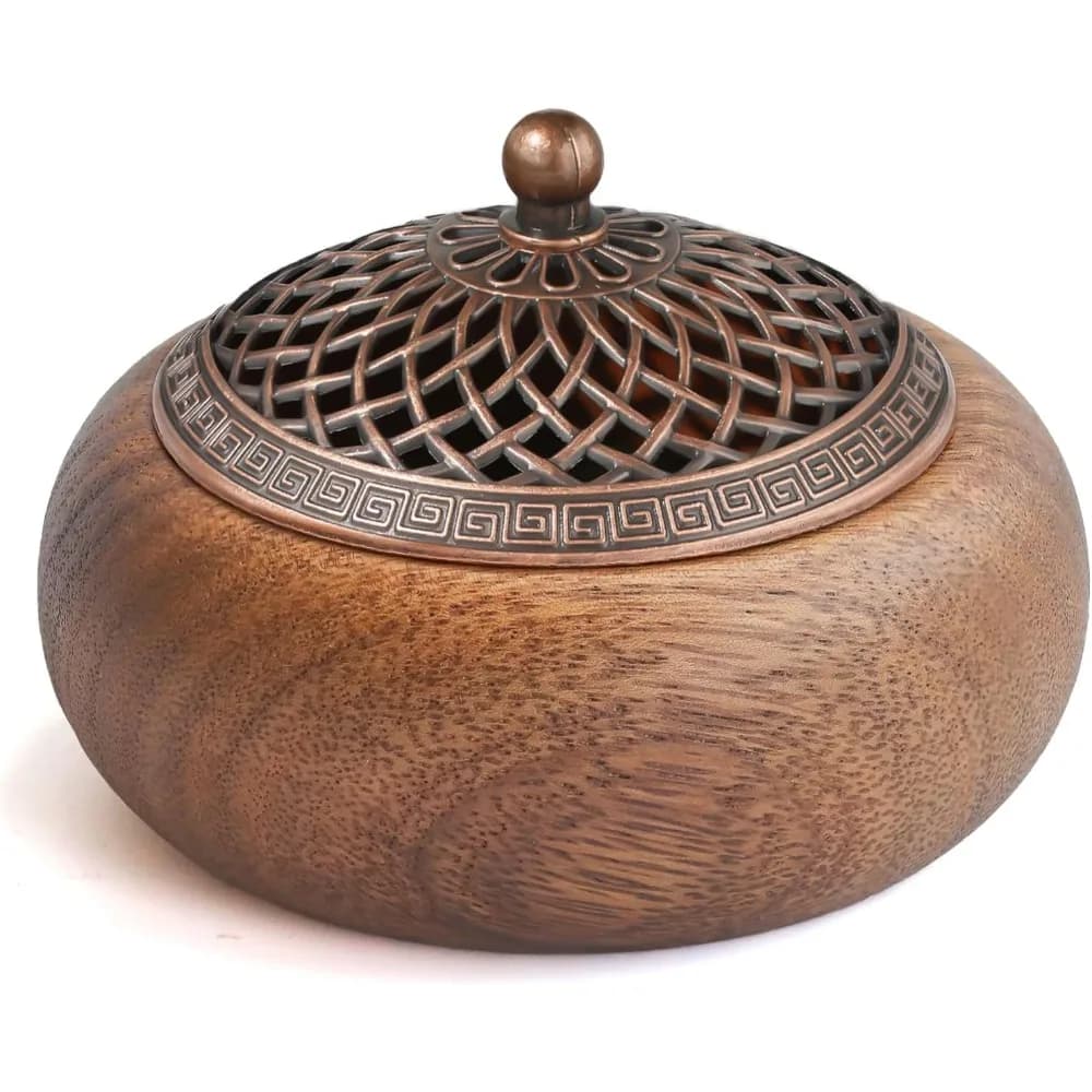 Bruciatore di incenso in legno di acacia per coni e bobine, con supporto per bastoncini - 3 in 1, decorazione per la casa, yoga, meditazione Zen