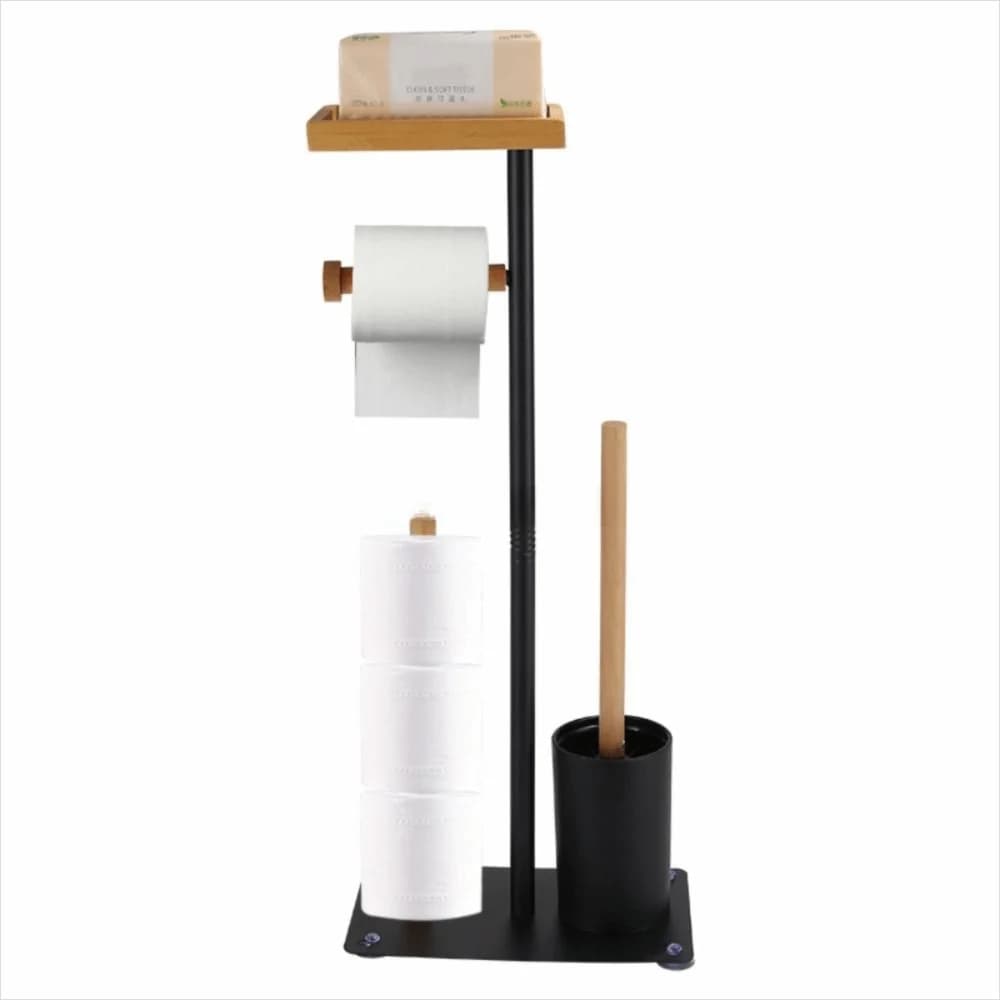 Stainless Steel Floor Standing Toilet Roll Holder With Toilet Brush Rust-proof Toilet Brush And Paper Stand