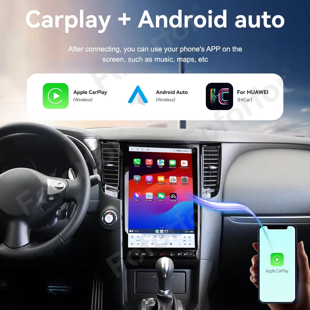 Autoradio Android 15 da 14,5 pollici con CarPlay Wireless e Touchscreen per Infiniti FX35 2007-2013, Display IPS HD, GPS Navi, Stereo Multimediale