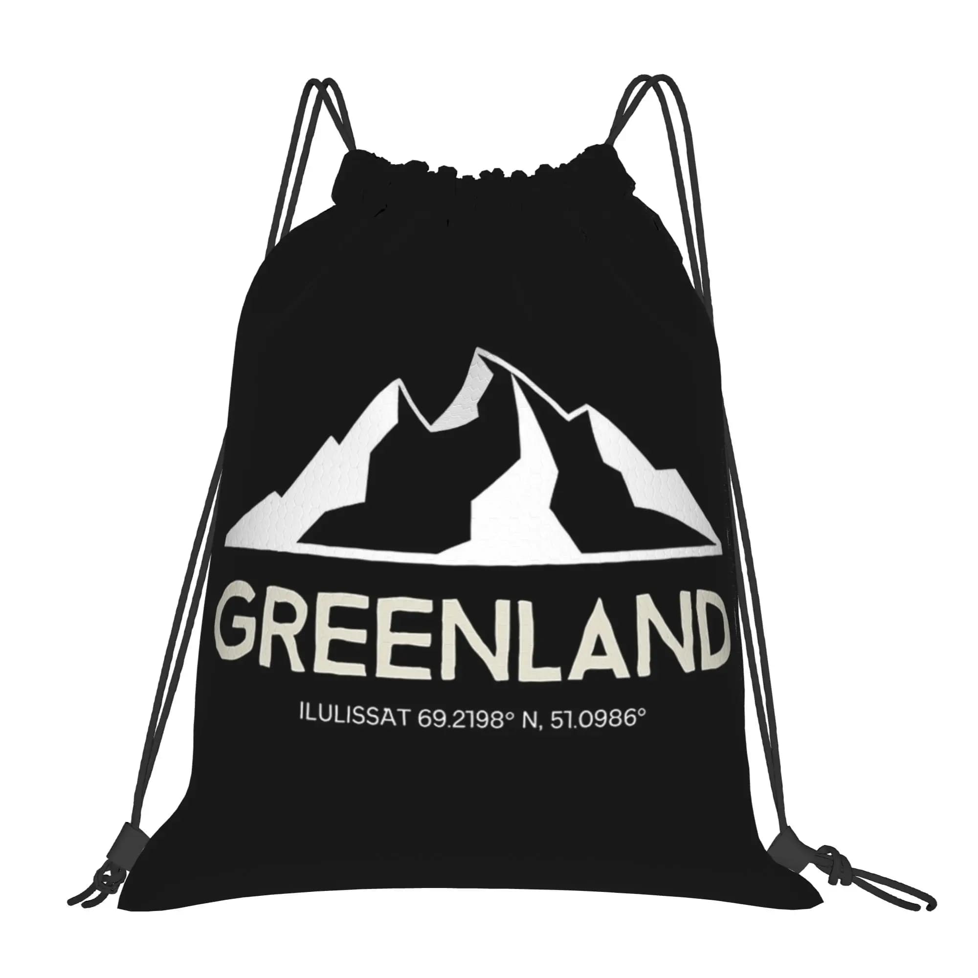 Greenland Ilulissat Mountain Silhouette Drawstring backpack, sports bag, water-resistant bag for cycling