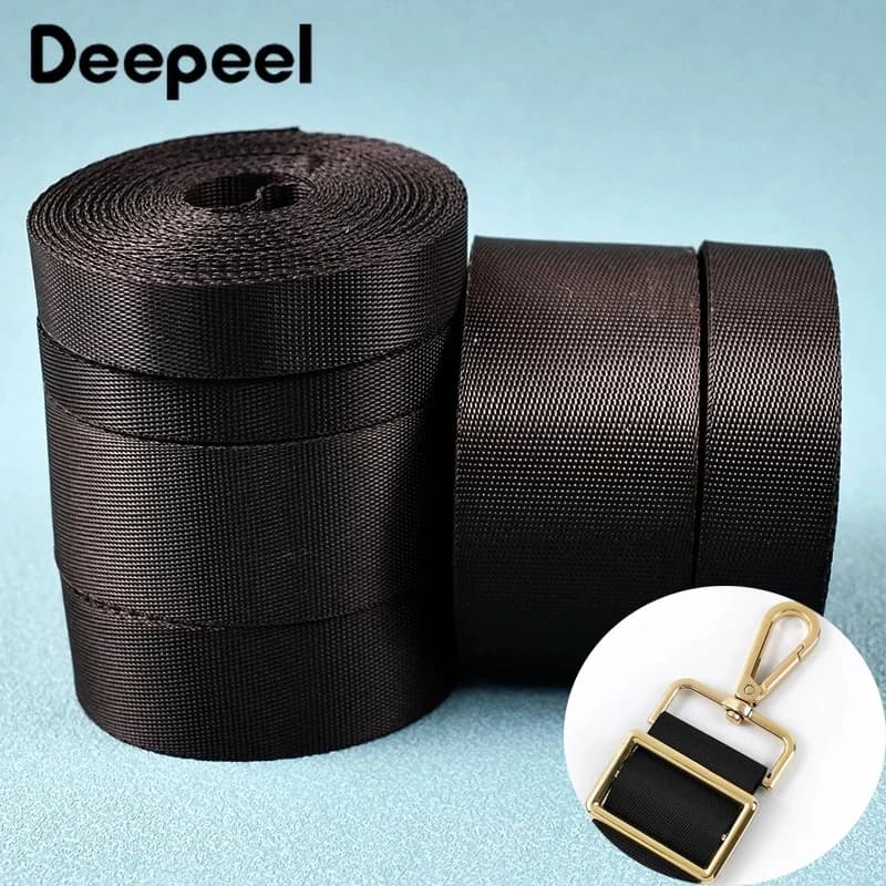 5 metri 10-100mm di larghezza tessitura di nylon nero 0.7mm addensare nastro borsa da cucito cinghia zaino fascia cintura per indumenti accessori fai da te