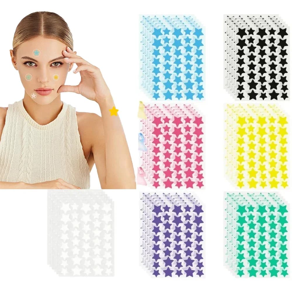 600 cerotti per brufoli, cerotti per acne a forma di stella multicolore, cerotti per acne facciale, cerotti coprenti per acne, ultrasottili